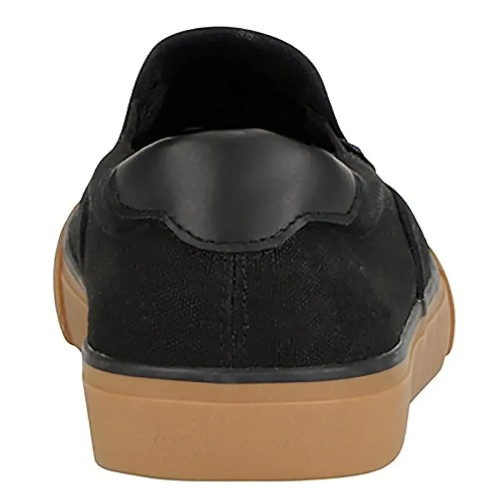 Lugz Mens Clipper Classic Slip-On Fashion Sneaker | Black/Gum Size 7W